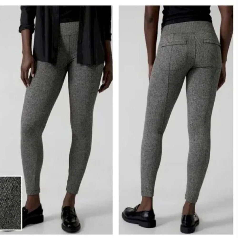Athleta Delancey Herringbone Tight Black White Sz Medium